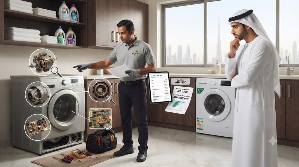 Repair vs Replace Washing Machine in Dubai? Compare repair costs, replacement value, appliance lifespan and common faults before deciding.